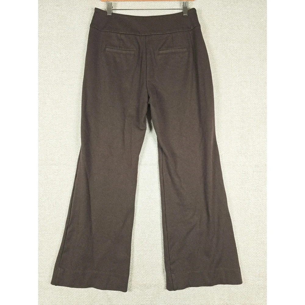 Cabi Brown Wide Leg Pintuck Trousers Side Zip Stretch‎ Career Pants Size 10